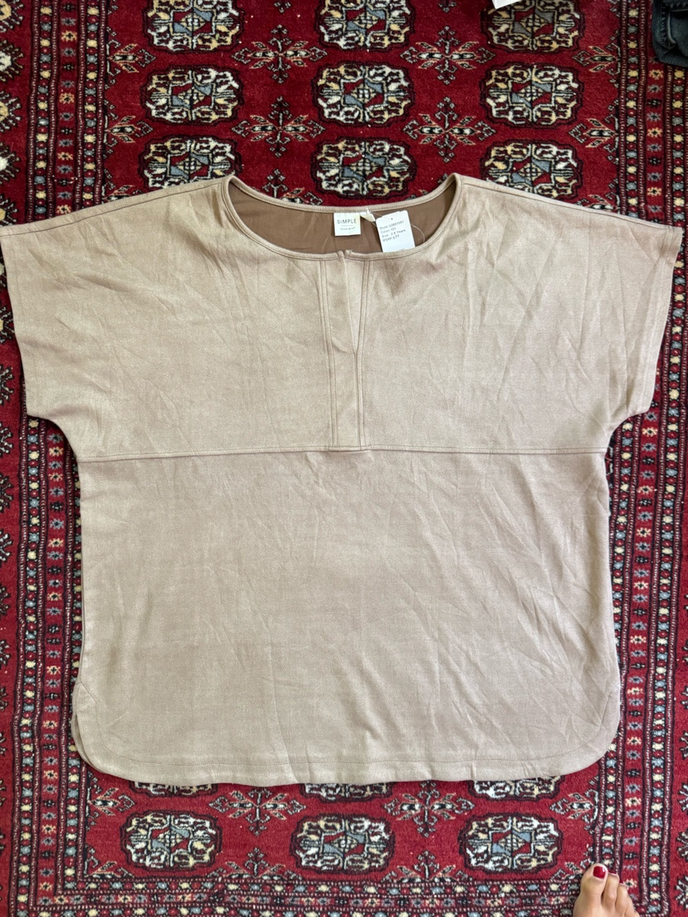 Simple by Suzanne Betro Women’s Sz 2X Tan Faux Suede Tunic Top Dolman Sleeves
